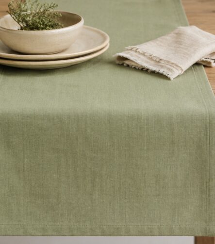 Modern Linen Table Runner — styled along a dining table