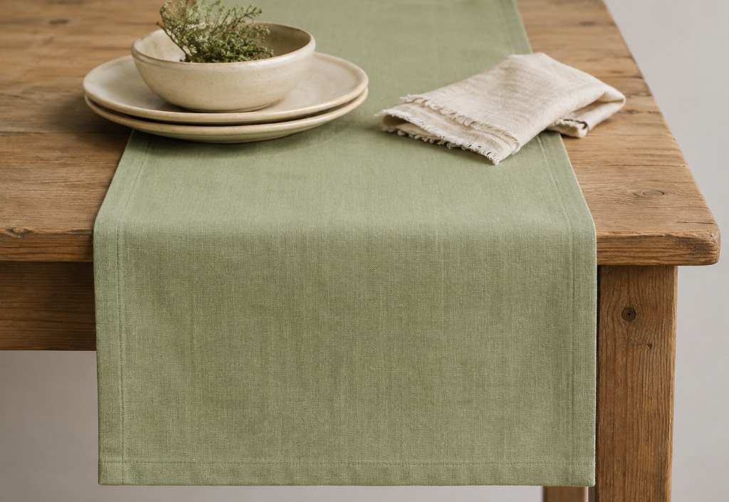 Modern Linen Table Runner — styled along a dining table