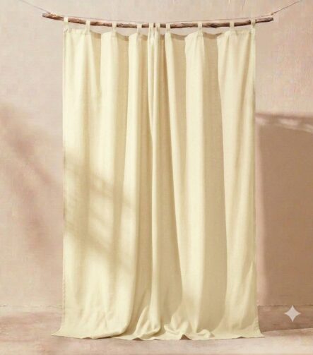 Natural Linen Curtains — hung at a window
