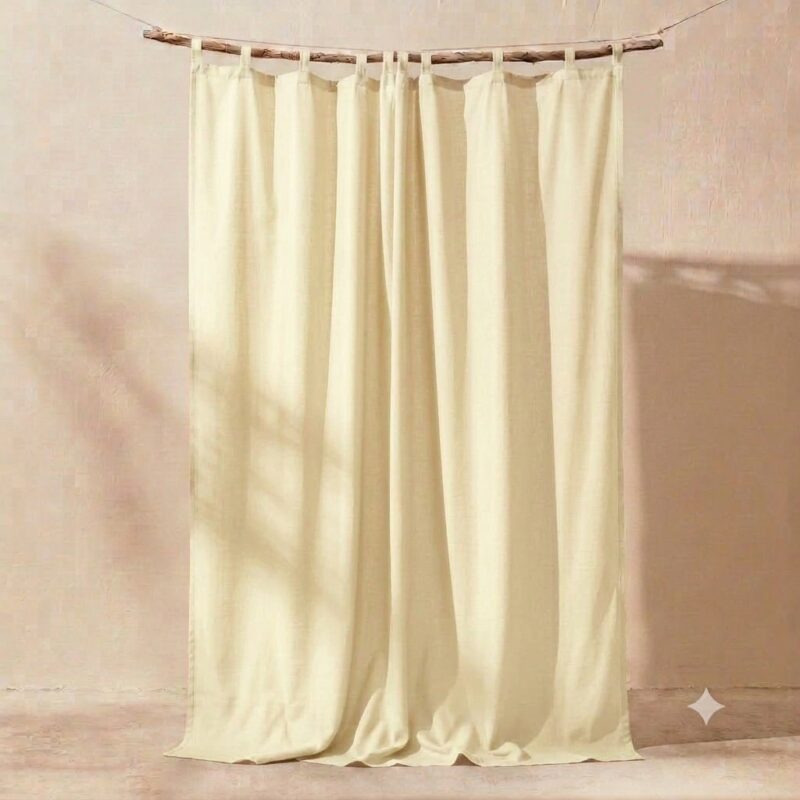Natural Linen Curtains — hung at a window