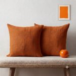 Orange Throw Pillows — on a sofa