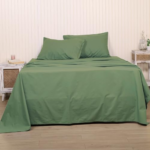 Percale Bed Sheets — styled on a neatly made bed