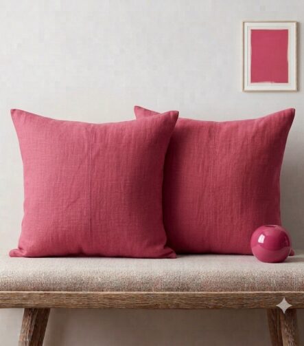 Pink Throw Pillows — on a sofa