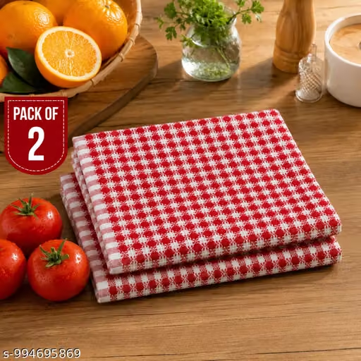Plaid Cloth Napkins — folded at a place setting