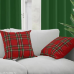 Plaid Throw Pillows — on a sofa