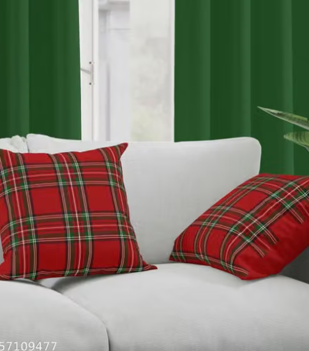 Plaid Throw Pillows — on a sofa