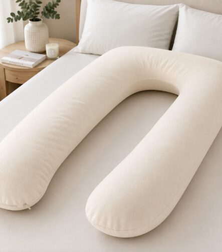 Pregnancy Pillow Cover — on a sofa