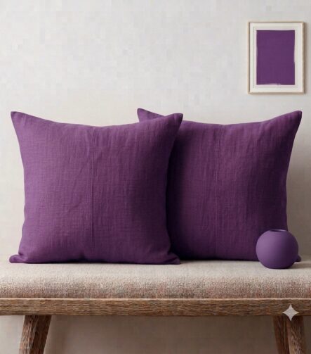 Purple Throw Pillows — on a sofa