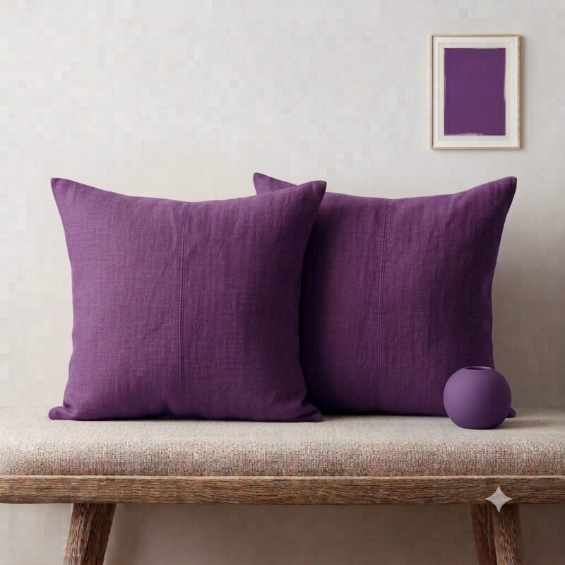 Purple Throw Pillows — on a sofa