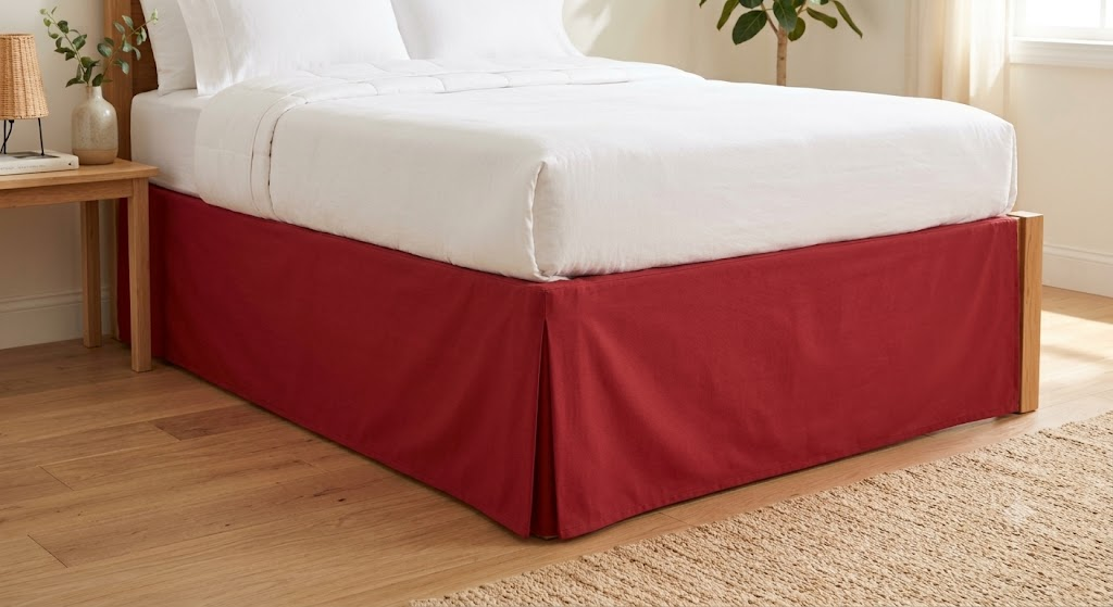 Queen Bed Skirt — fitted to a bed base