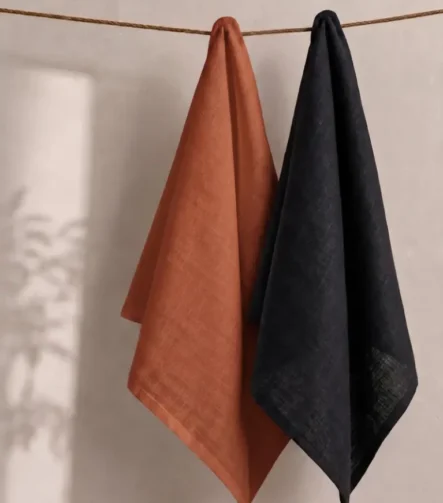 Red Napkins — folded at a place setting