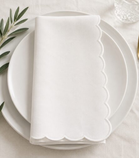 Scalloped Napkins — folded at a place setting
