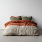 Split California King Sheets — styled on a neatly made bed