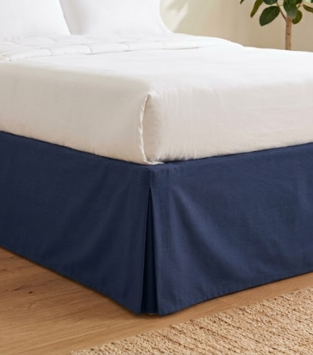 Split Corner Bed Skirt — fitted to a bed base