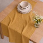 Spring Linen Table Runner — styled along a dining table