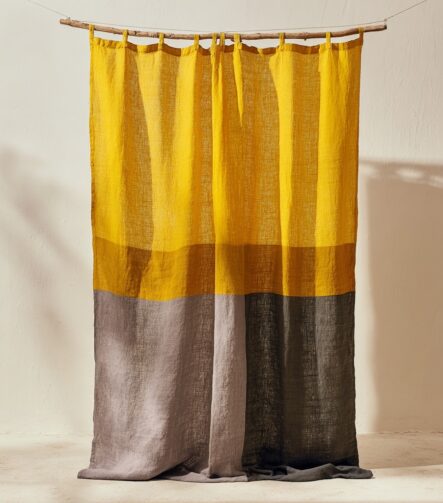 Striped Linen Curtains — hung at a window