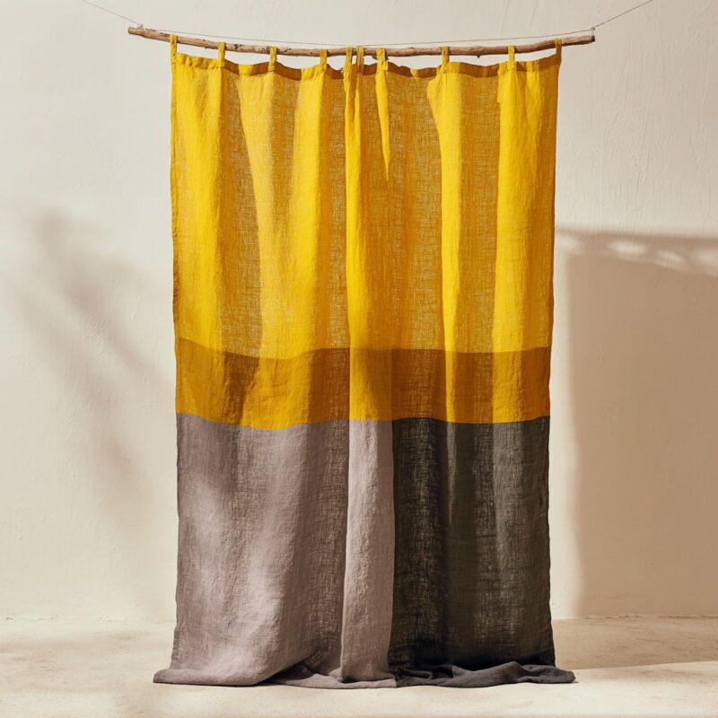 Striped Linen Curtains — hung at a window