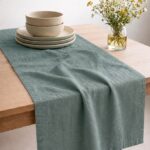 Teal Linen Table Runner — styled along a dining table