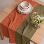 Terracotta Linen Table Runner — styled along a dining table