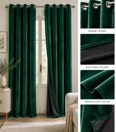 Velvet Blackout Curtains — hung at a window