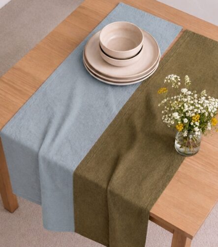 Wedding Linen Table Runner — styled along a dining table