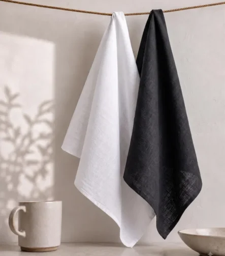 White Napkins — folded at a place setting