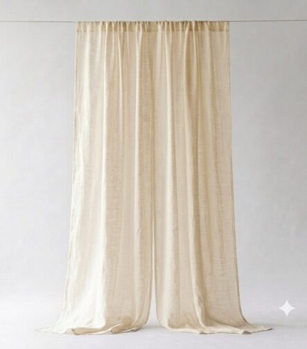 White Sheer Curtains — hung at a window