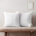White Throw Pillows — on a sofa